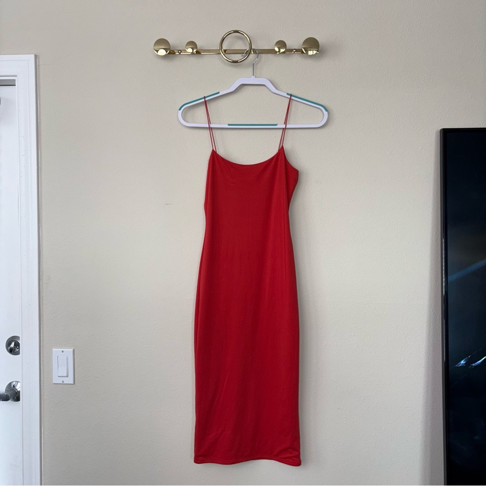 FASHION NOVA double lined midi dress in red